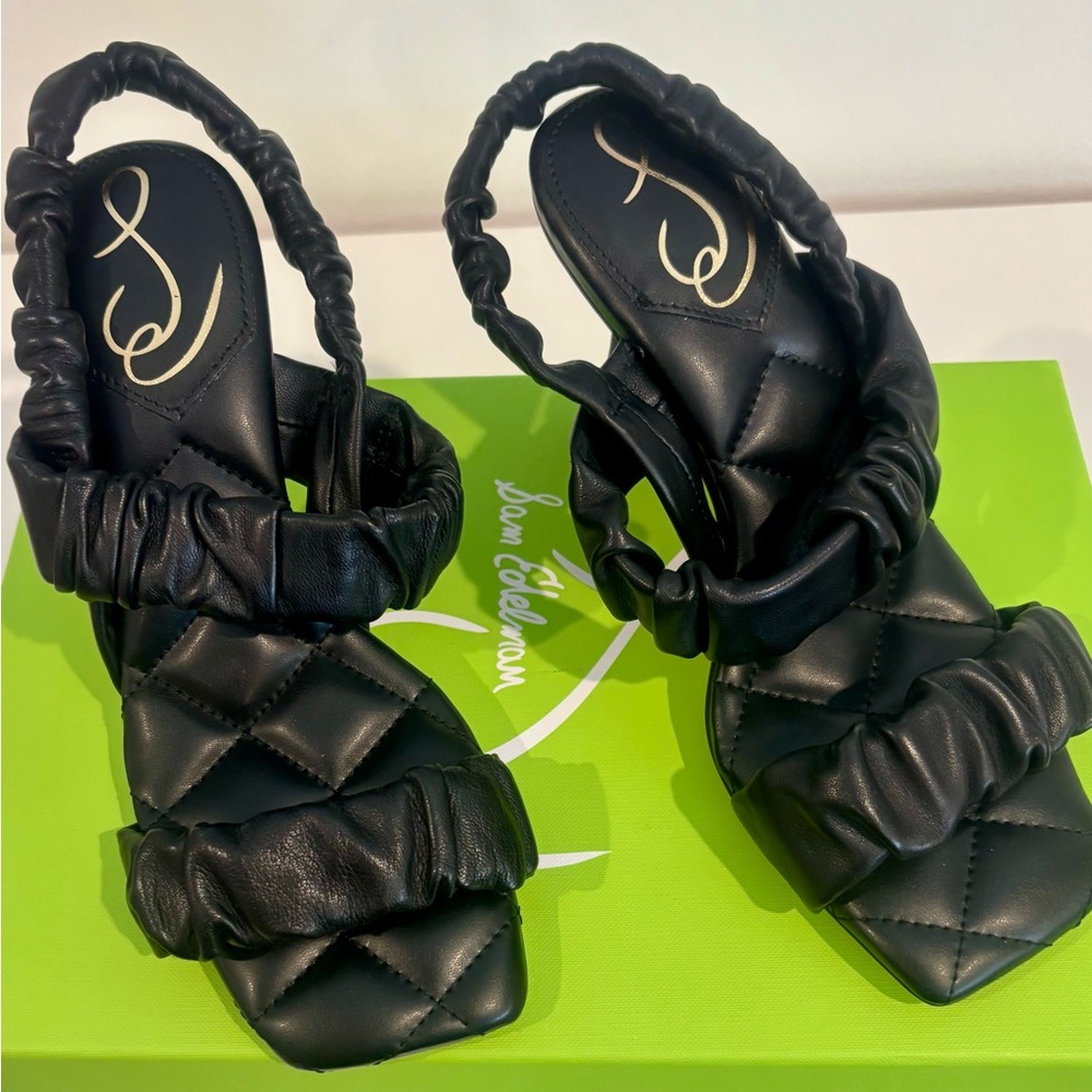 Sam Edelman Black Heeled Sandals with Quilted Straps